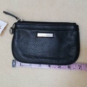 Calvin Klein black leather zip wallet/wristlet